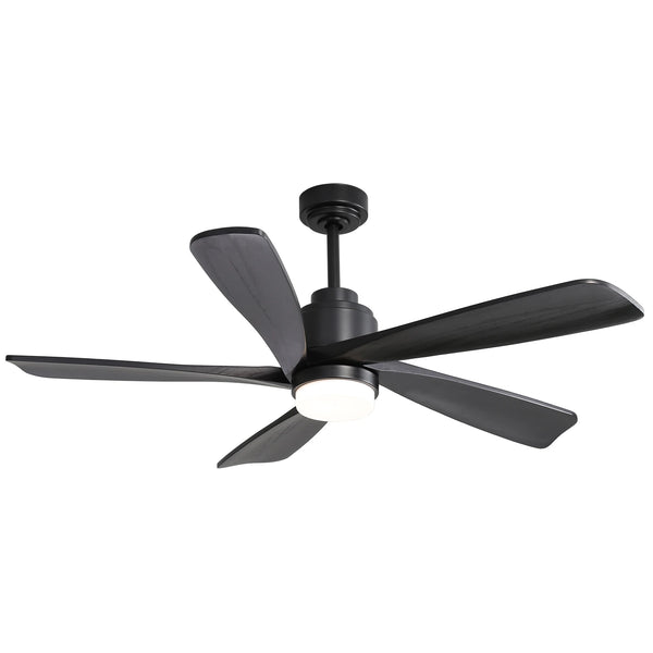 Morgenvia Noir 52 Inch LED Ceiling Fan with Light, Black 5-Blade