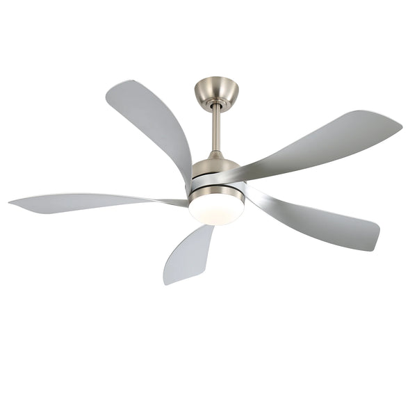 Morgenvia Steel 52 Inch LED Ceiling Fan with Light, Matte Silver 5-Blade