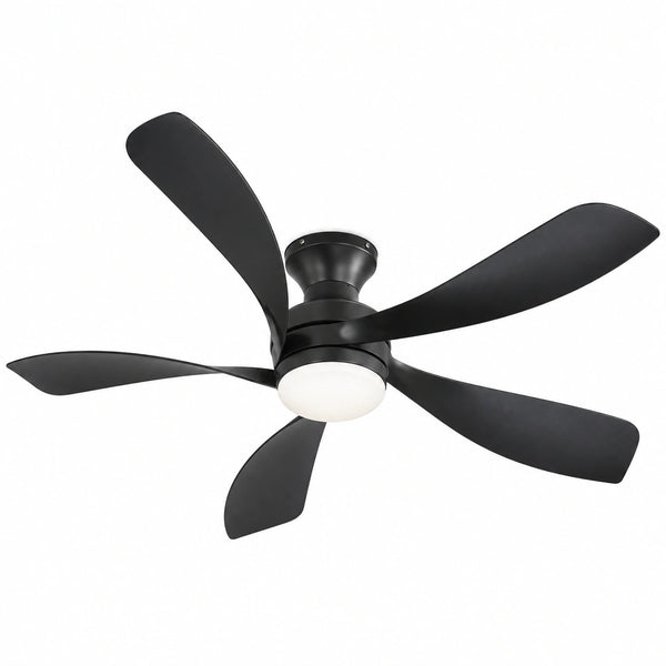 Morgenvia Atelier 52 Inch LED Ceiling Fan with Light, Black 5-Blade