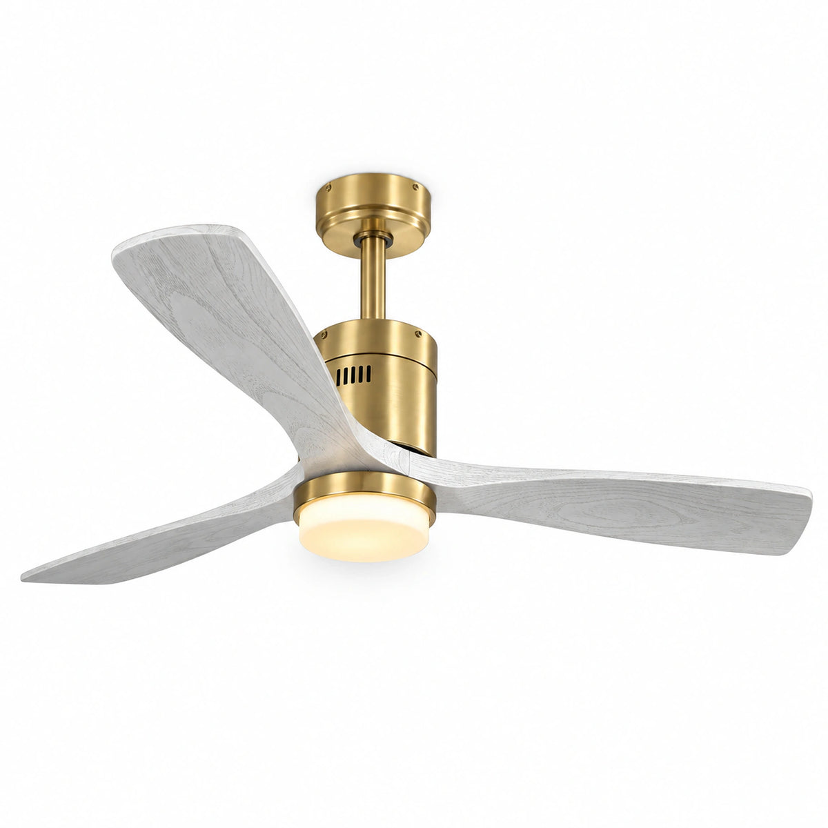 Morgenvia Drift 52 Inch LED Ceiling Fan with Light, Washed Wood 3-Blade