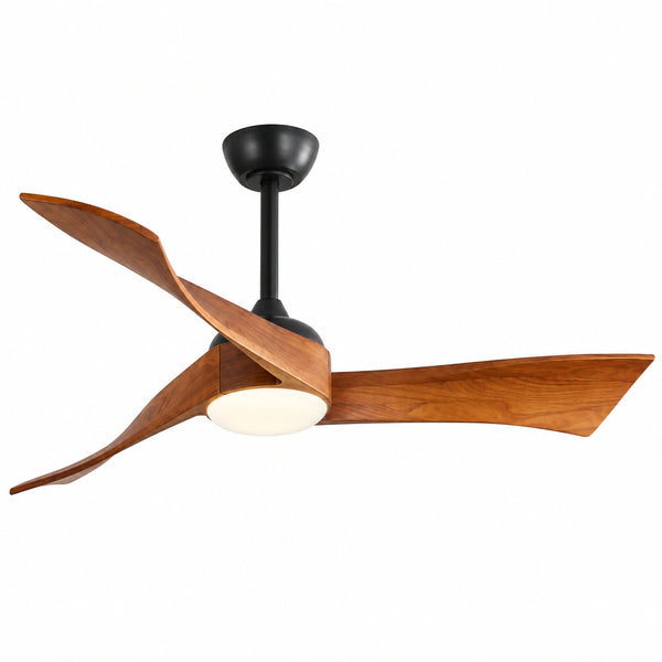 Morgenvia Forma 52 Inch LED Ceiling Fan with Light, Walnut 3-Blade