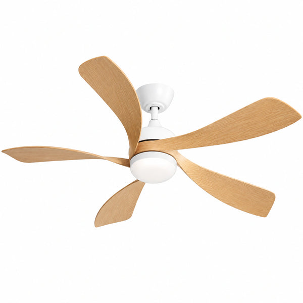 Morgenvia Haven 52 Inch LED Ceiling Fan with Light, Beech 5-Blade, Bedroom