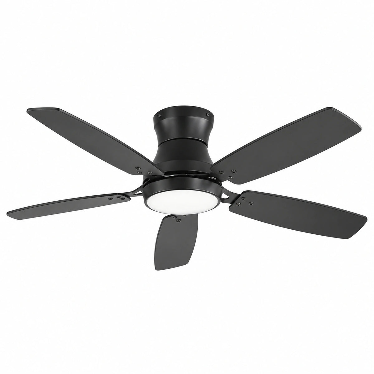 Morgenvia Lowline 52 Inch Flush Mount Low Profile Ceiling Fan with LED Light, Black