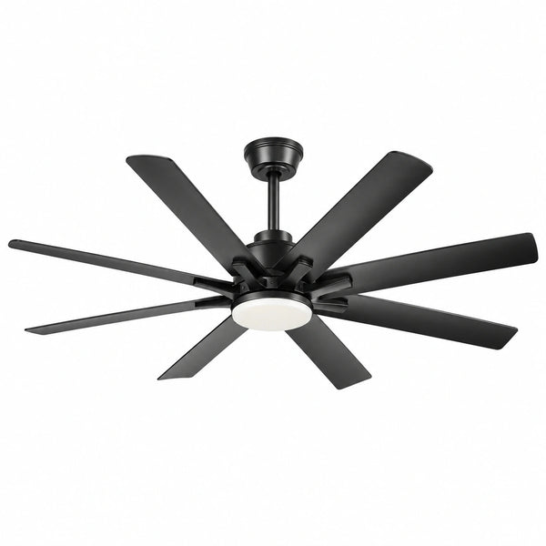 Morgenvia Octave 52 Inch LED Ceiling Fan with Light, Black 8-Blade