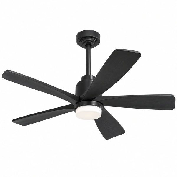 Morgenvia Onyx 52 Inch LED Ceiling Fan with Light, Black 5-Blade