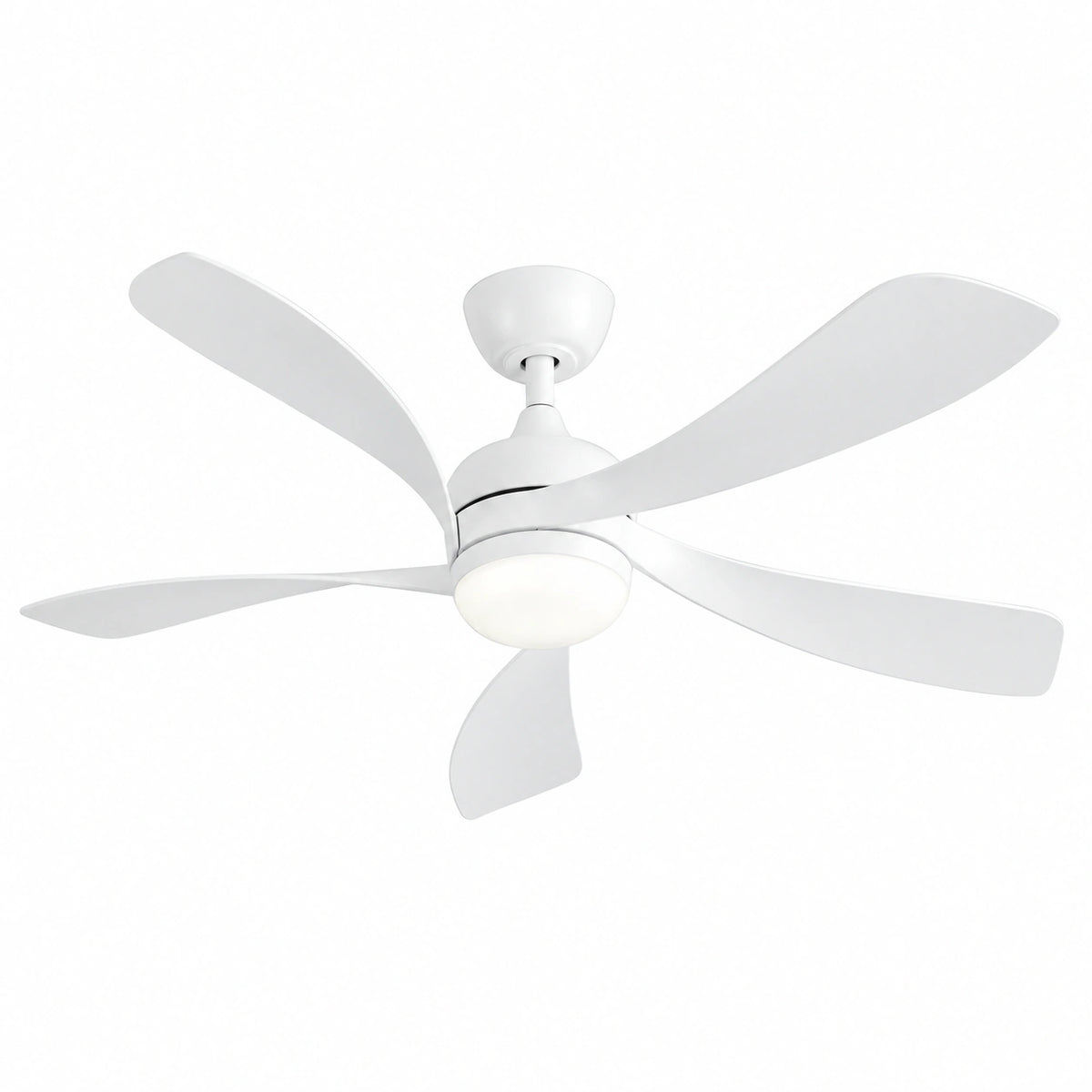Morgenvia Snow 52 Inch LED Ceiling Fan with Light, White 5-Blade, Bedroom