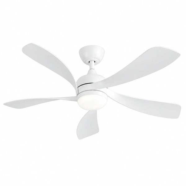 Morgenvia Snow 52 Inch LED Ceiling Fan with Light, White 5-Blade, Bedroom