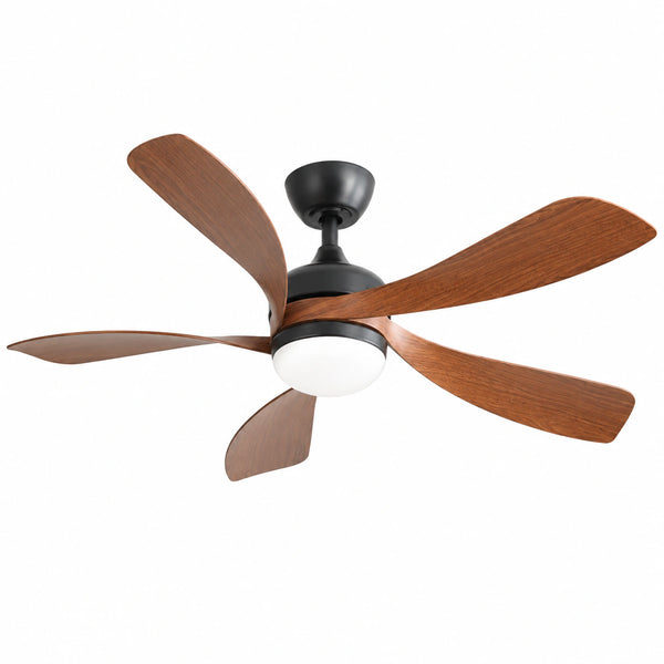 Morgenvia Vela 52 Inch LED Ceiling Fan with Light, Walnut 5-Blade